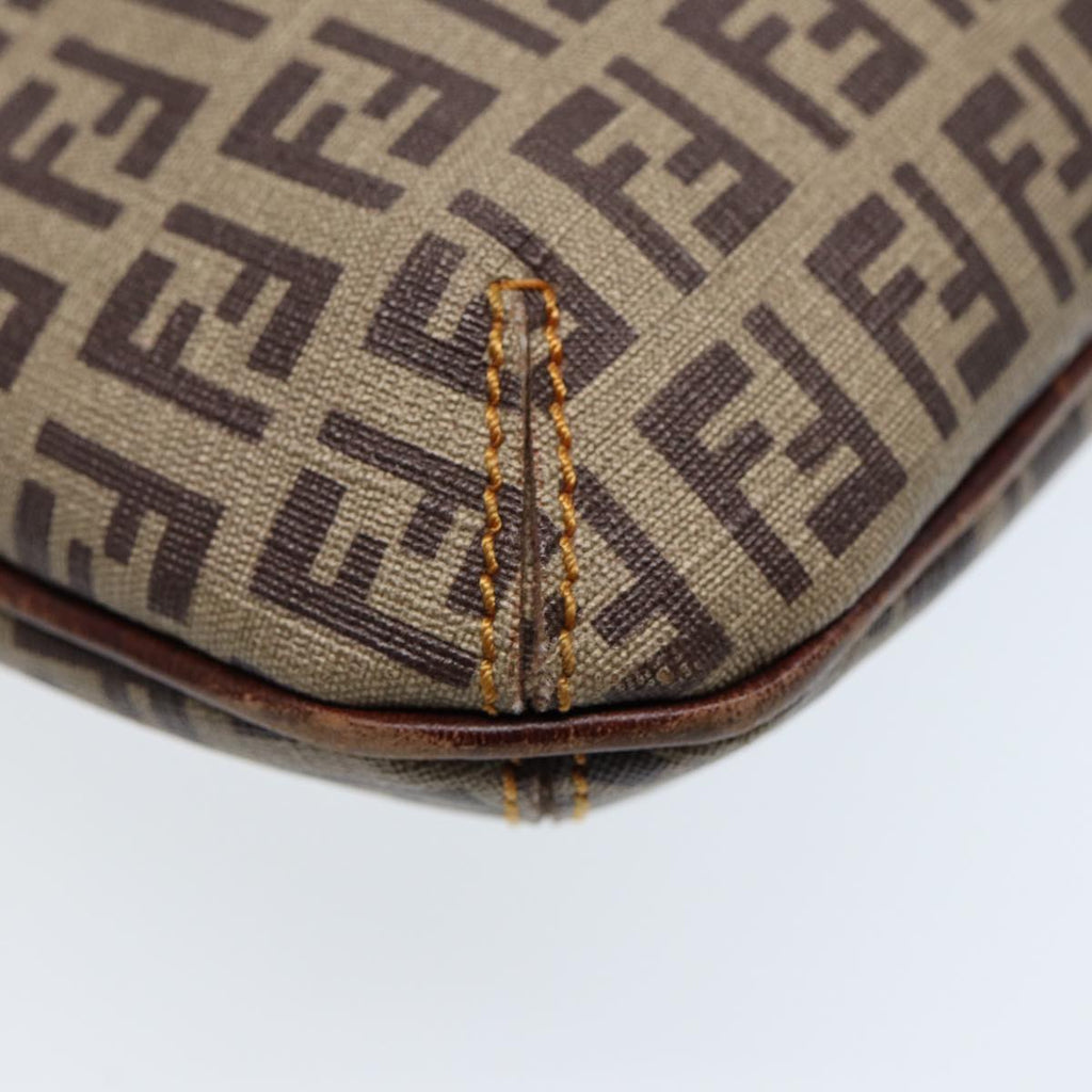 FENDI Zucca Canvas Shoulder Bag Brown Black goldep5455
