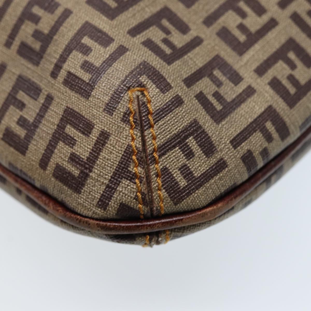 FENDI Zucca Canvas Shoulder Bag Brown Black goldep5455