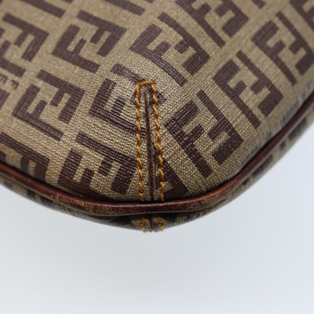 FENDI Zucca Canvas Shoulder Bag Brown Black goldep5455