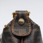 FENDI Zucca Canvas Shoulder Bag Brown Black goldep5455