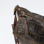 FENDI Zucca Canvas Shoulder Bag Brown Black goldep5455