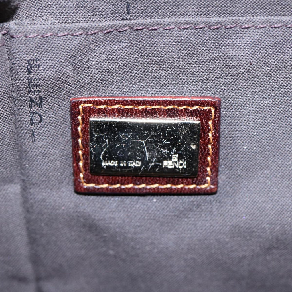 FENDI Zucca Canvas Shoulder Bag Brown Black goldep5455