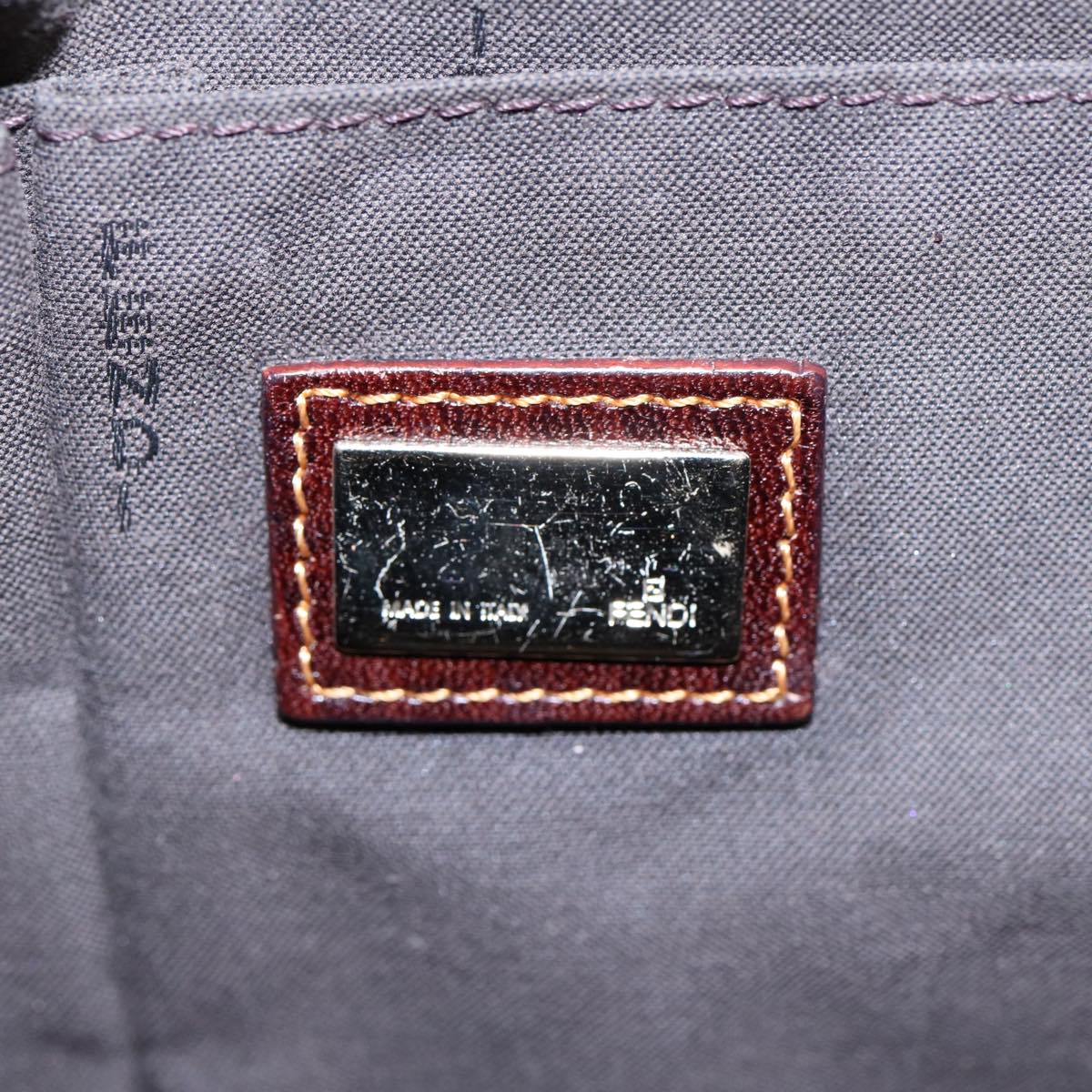 FENDI Zucca Canvas Shoulder Bag Brown Black goldep5455