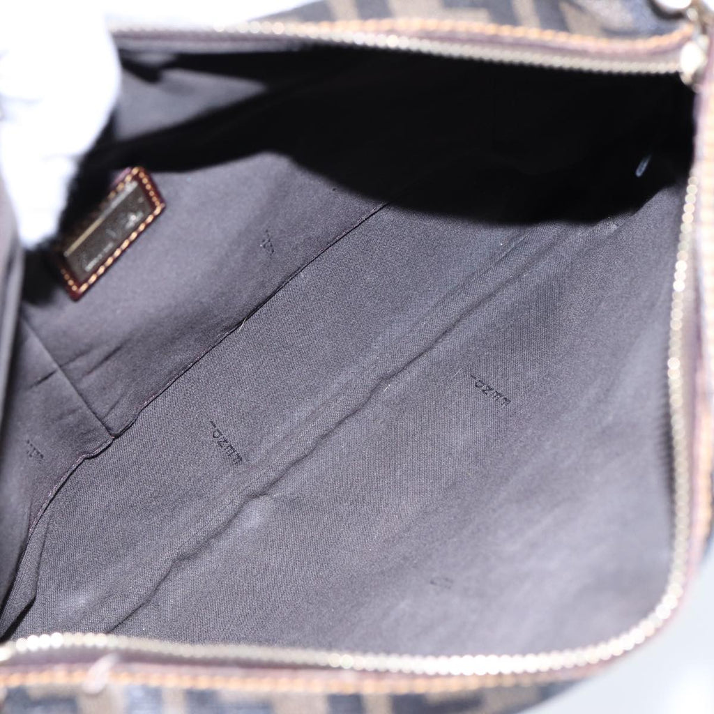 FENDI Zucca Canvas Shoulder Bag Brown Black goldep5455