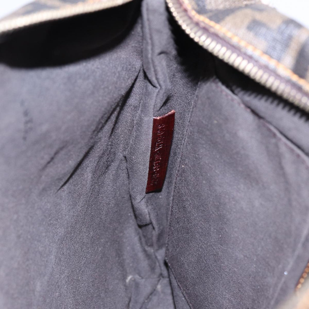 FENDI Zucca Canvas Shoulder Bag Brown Black goldep5455