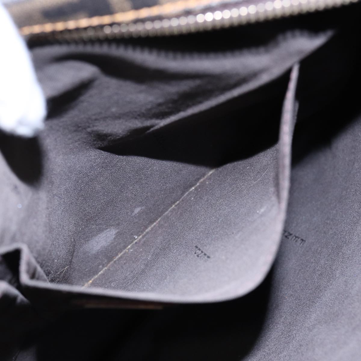 FENDI Zucca Canvas Shoulder Bag Brown Black goldep5455