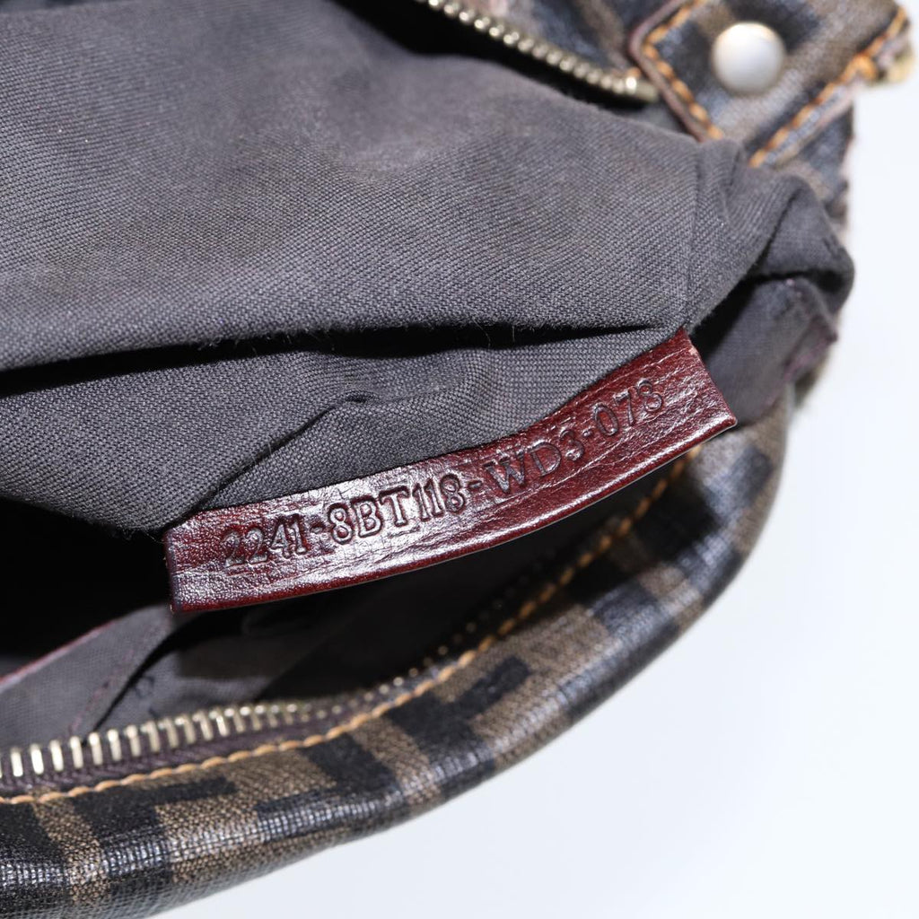 FENDI Zucca Canvas Shoulder Bag Brown Black goldep5455