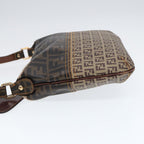 FENDI Zucca Canvas Shoulder Bag Brown Black goldep5455
