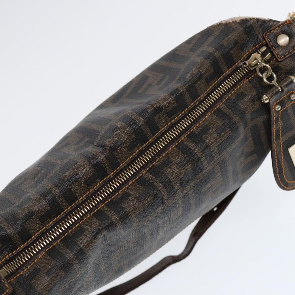 FENDI Zucca Canvas Shoulder Bag Brown Black goldep5455