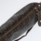 FENDI Zucca Canvas Shoulder Bag Brown Black goldep5455