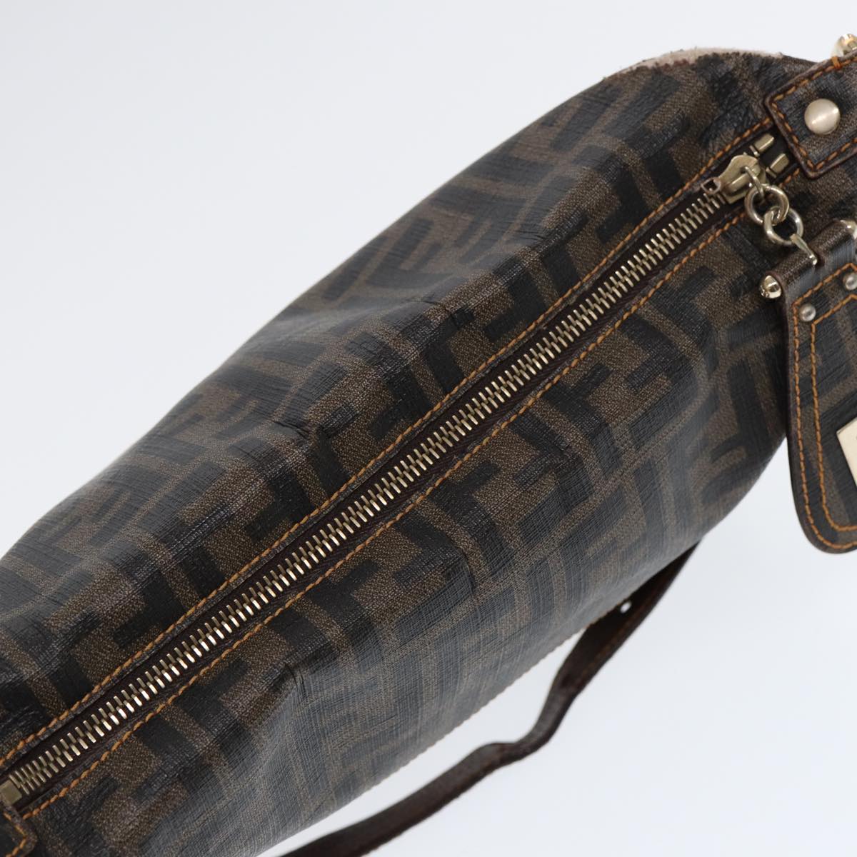 FENDI Zucca Canvas Shoulder Bag Brown Black goldep5455