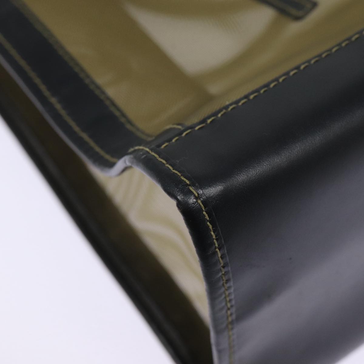 FENDI Tote Bag Nylon Leather Black Khaki goldep5485