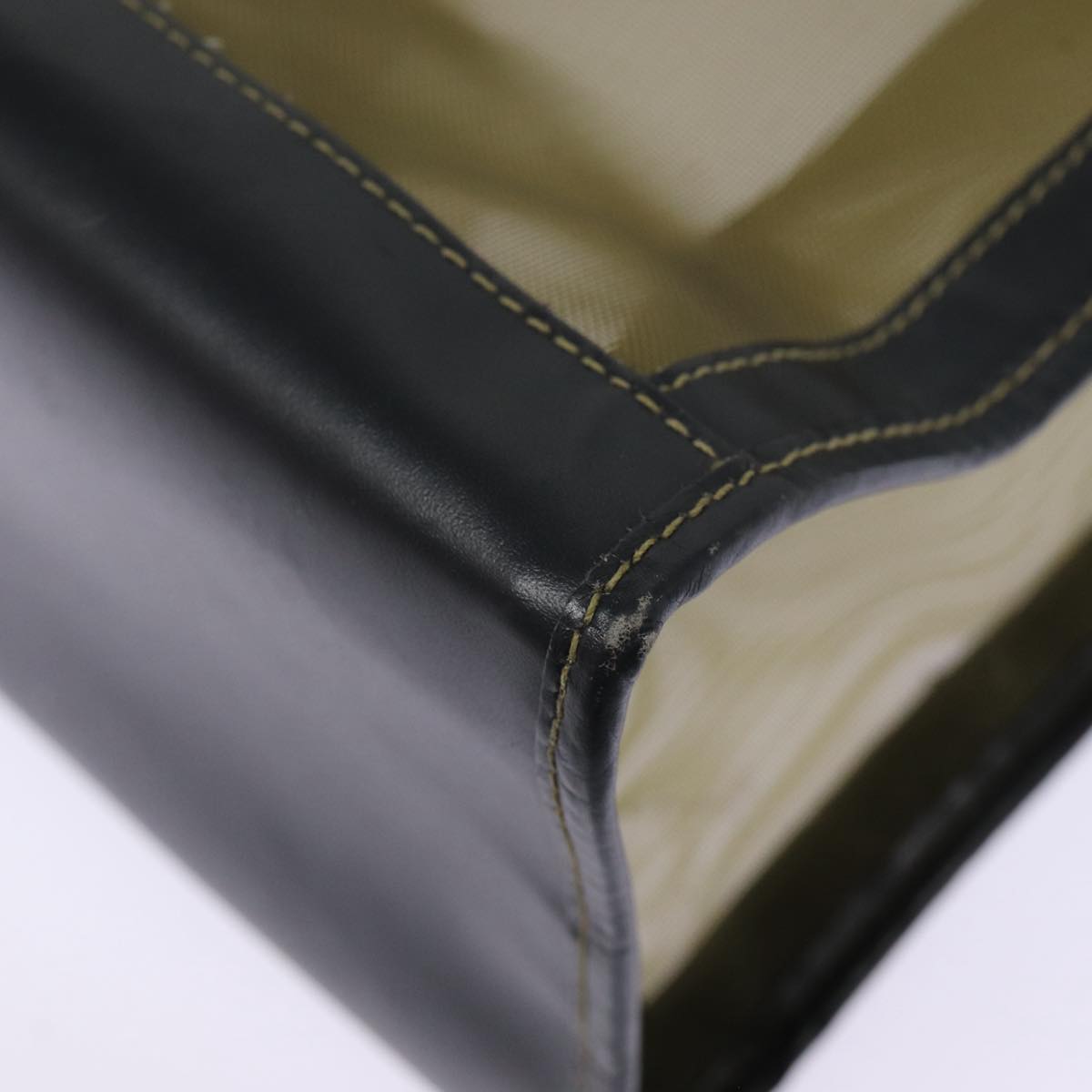 FENDI Tote Bag Nylon Leather Black Khaki goldep5485
