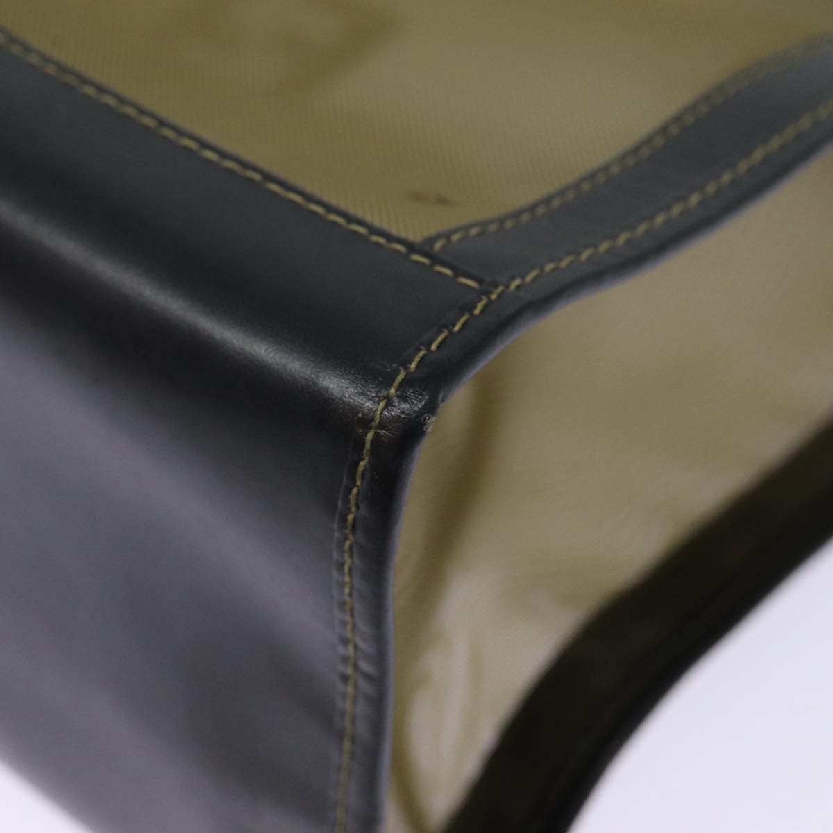 FENDI Tote Bag Nylon Leather Black Khaki goldep5485