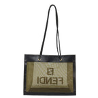 FENDI Tote Bag Nylon Leather Black Khaki goldep5485