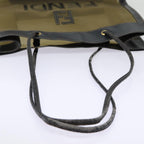 FENDI Tote Bag Nylon Leather Black Khaki goldep5485