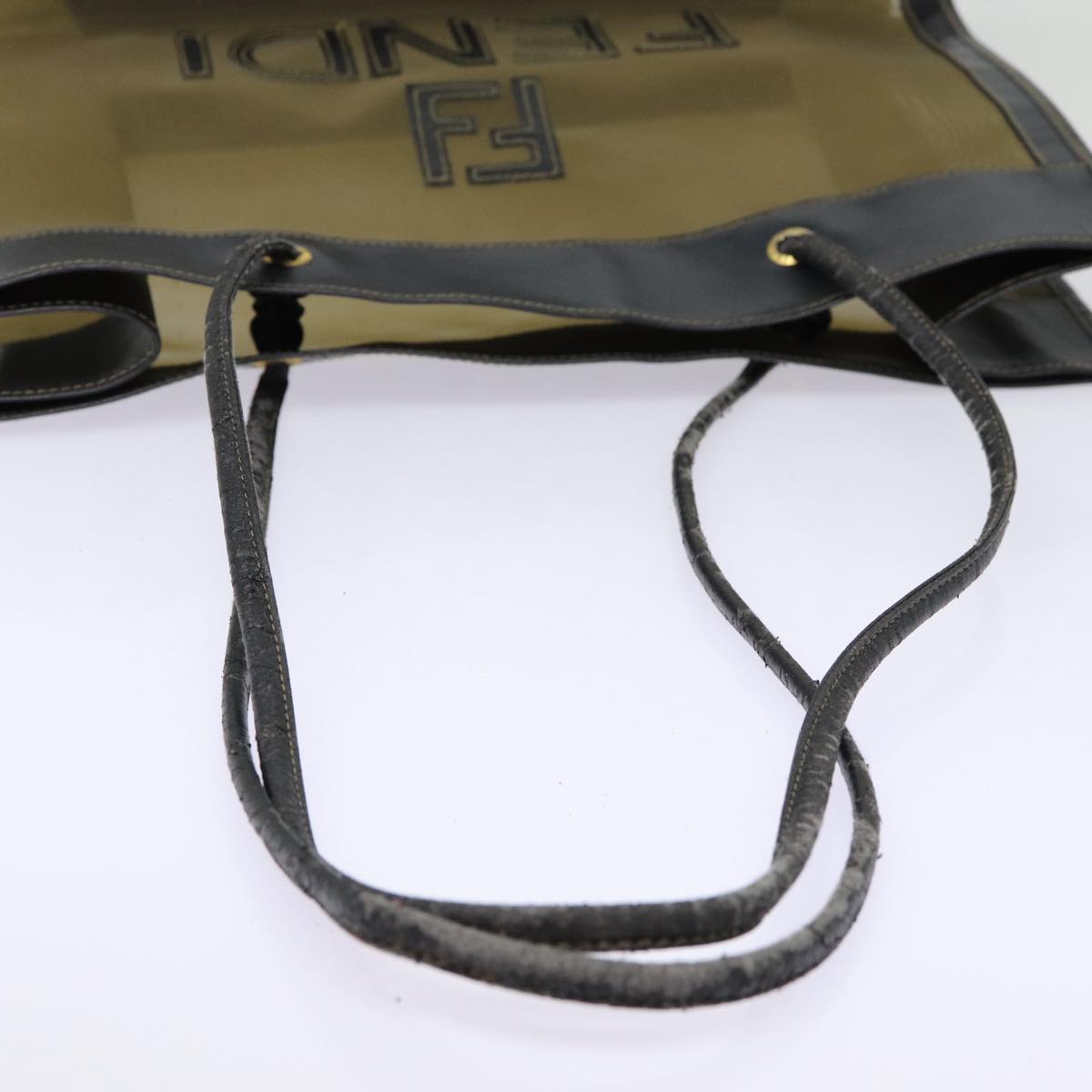 FENDI Tote Bag Nylon Leather Black Khaki goldep5485
