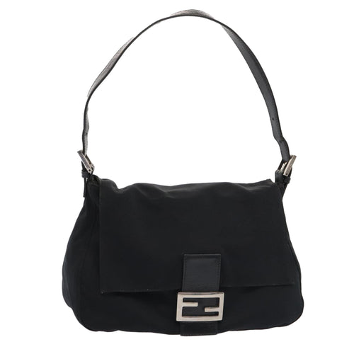 FENDI Mamma Baguette Shoulder Bag Nylon Black Silverep5493