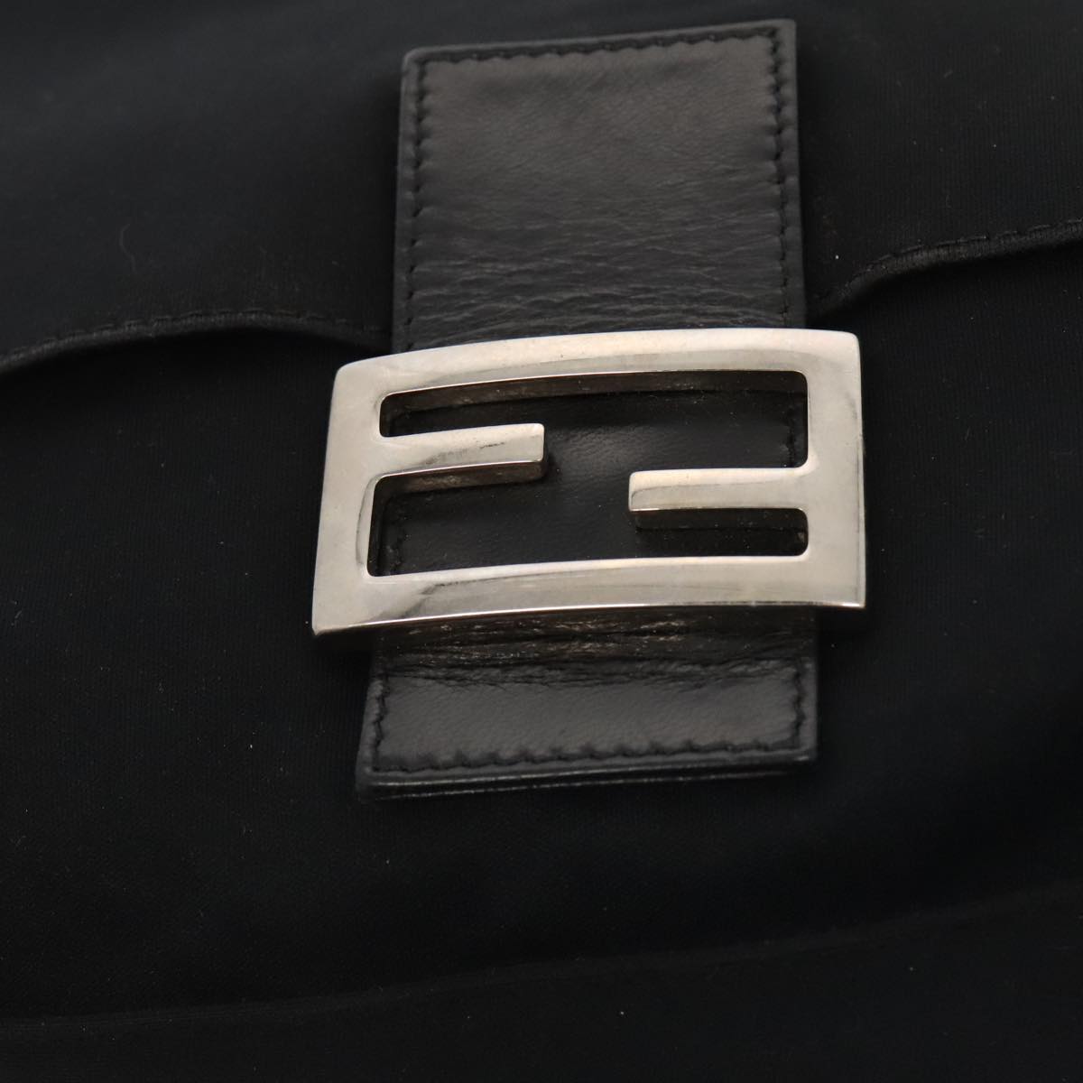 FENDI Mamma Baguette Shoulder Bag Nylon Black Silverep5493
