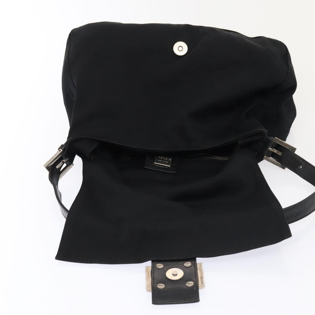 FENDI Mamma Baguette Shoulder Bag Nylon Black Silverep5493