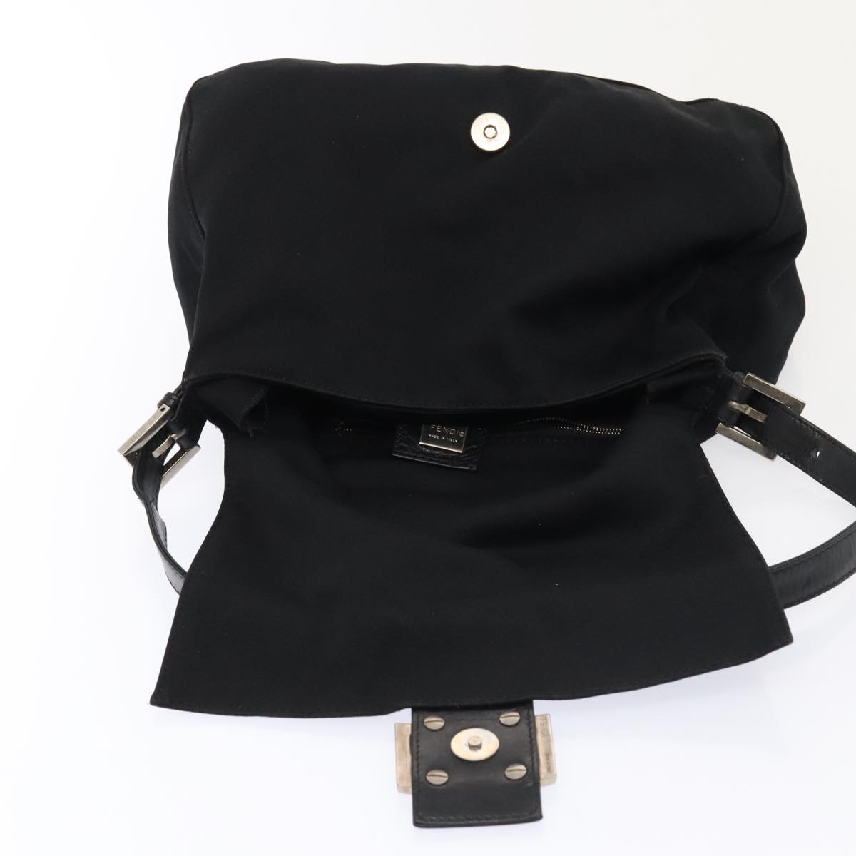 FENDI Mamma Baguette Shoulder Bag Nylon Black Silverep5493
