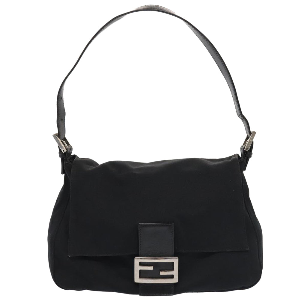 FENDI Mamma Baguette Shoulder Bag Nylon Black Silverep5493