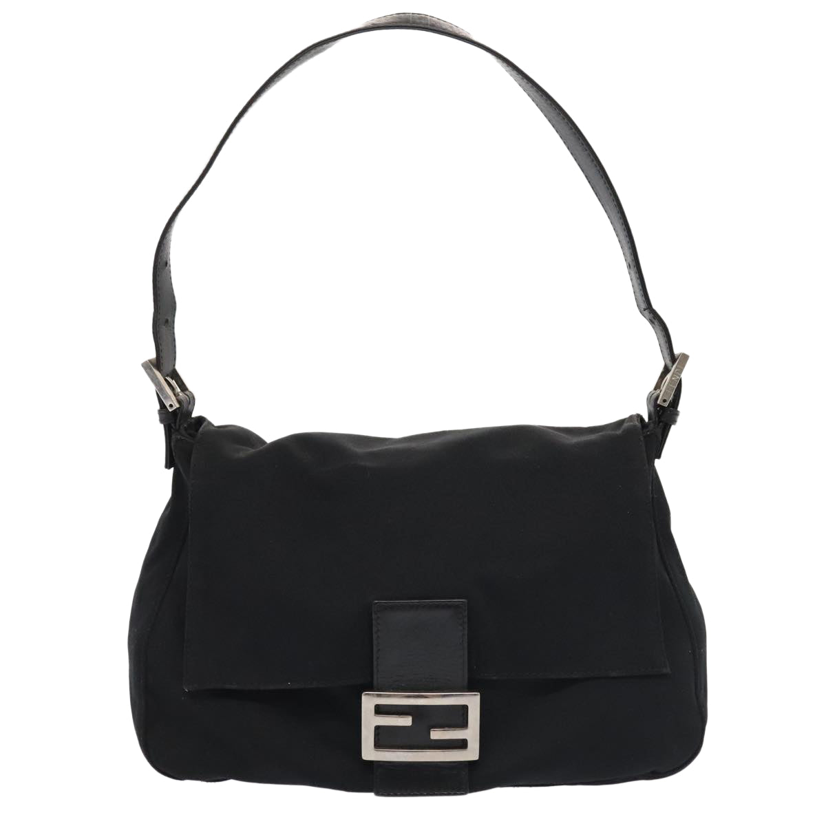 FENDI Mamma Baguette Shoulder Bag Nylon Black Silverep5493