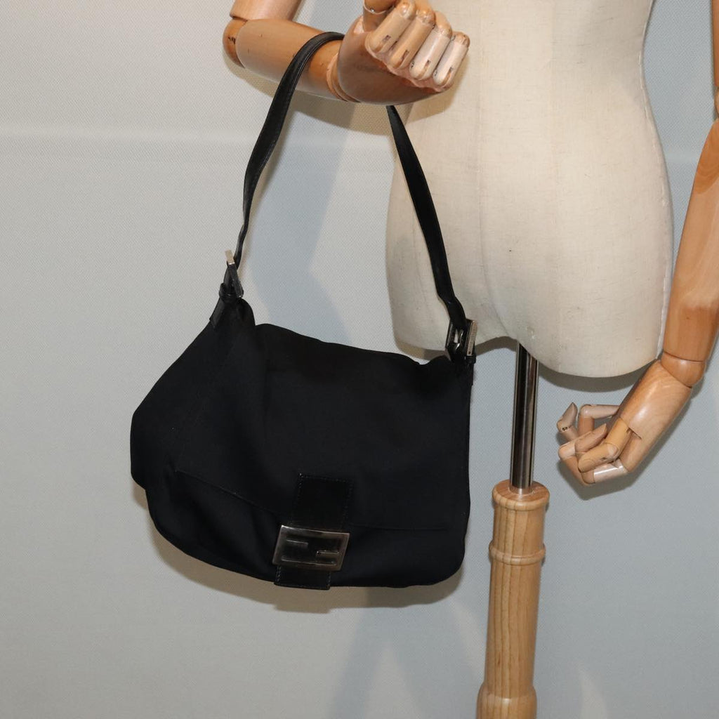 FENDI Mamma Baguette Shoulder Bag Nylon Black Silverep5493