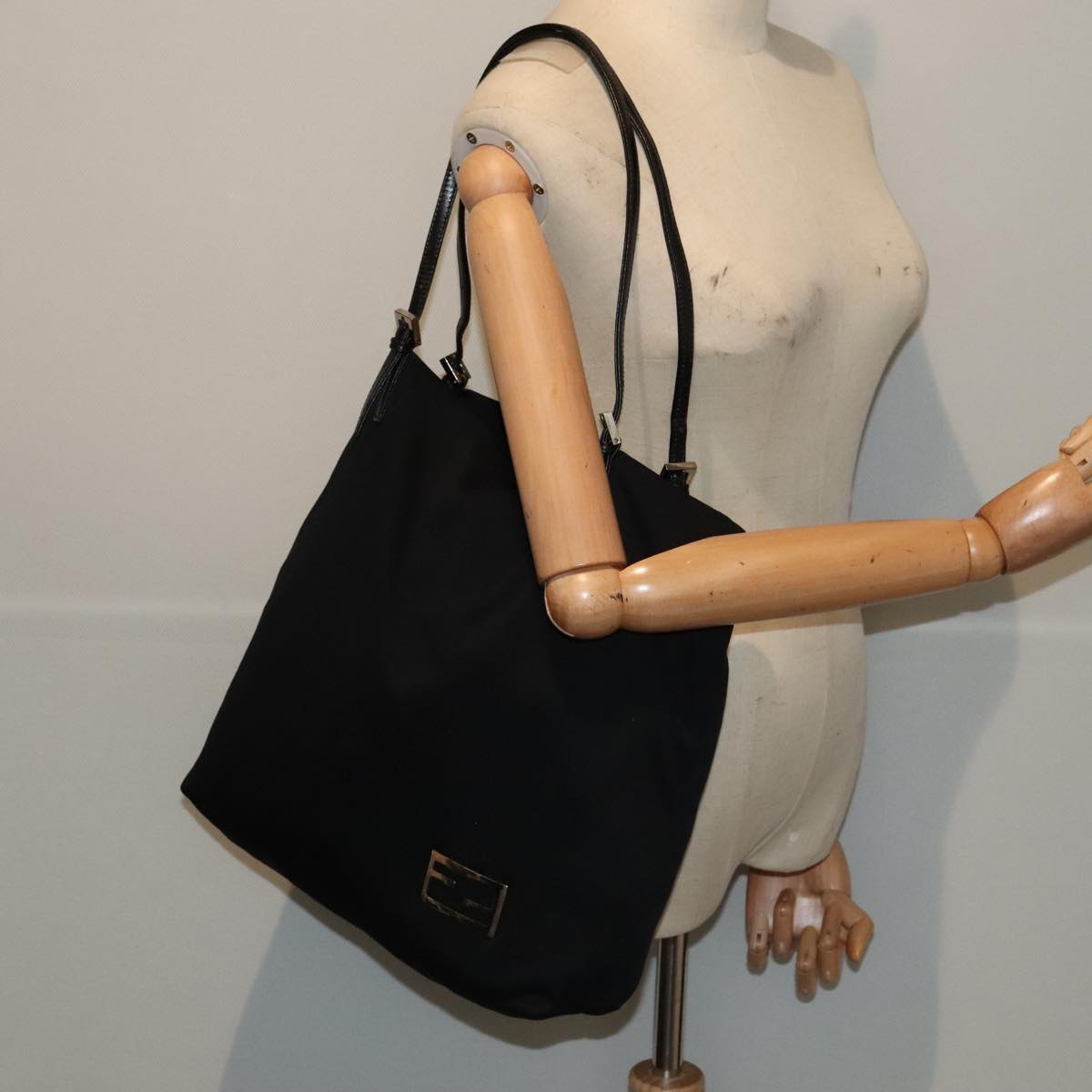 FENDI Tote Bag Nylon Black Silverep5506