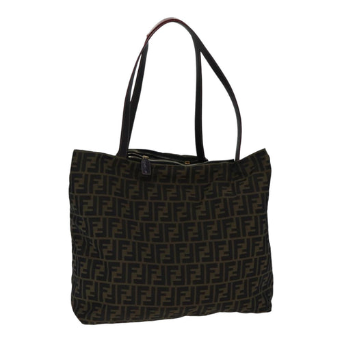 FENDI Zucca Canvas Tote Bag Brown Black goldep5516