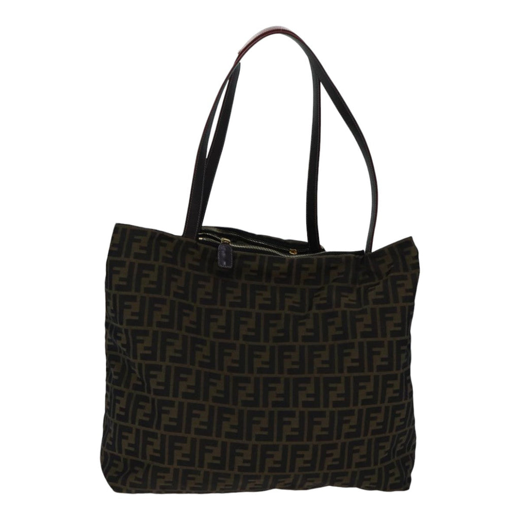 FENDI Zucca Canvas Tote Bag Brown Black goldep5516