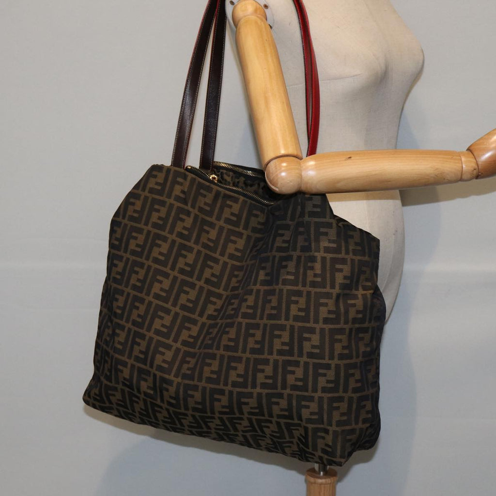 FENDI Zucca Canvas Tote Bag Brown Black goldep5516