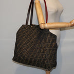 FENDI Zucca Canvas Tote Bag Brown Black goldep5516
