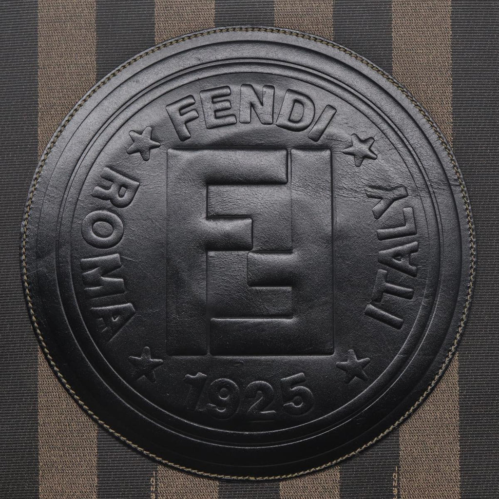 FENDI Pecan Canvas Tote Bag Brown Black goldep5527