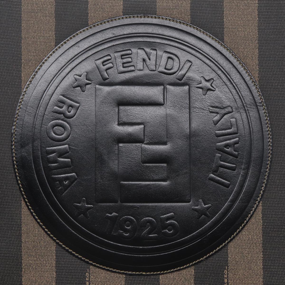 FENDI Pecan Canvas Tote Bag Brown Black goldep5527