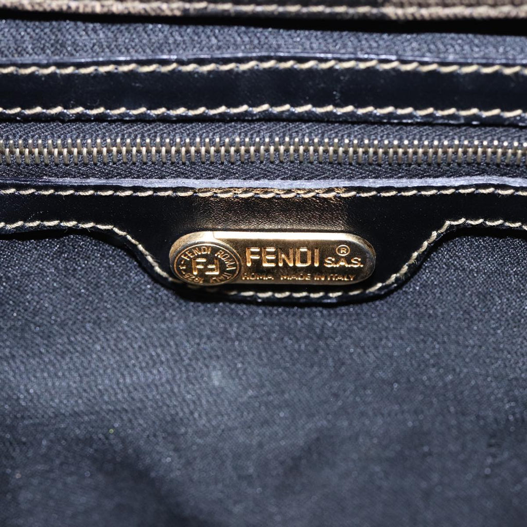 FENDI Pecan Canvas Tote Bag Brown Black goldep5527