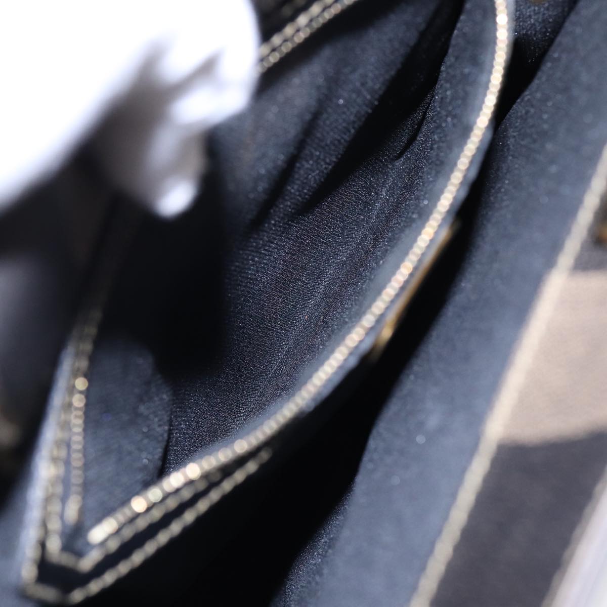 FENDI Pecan Canvas Tote Bag Brown Black goldep5527