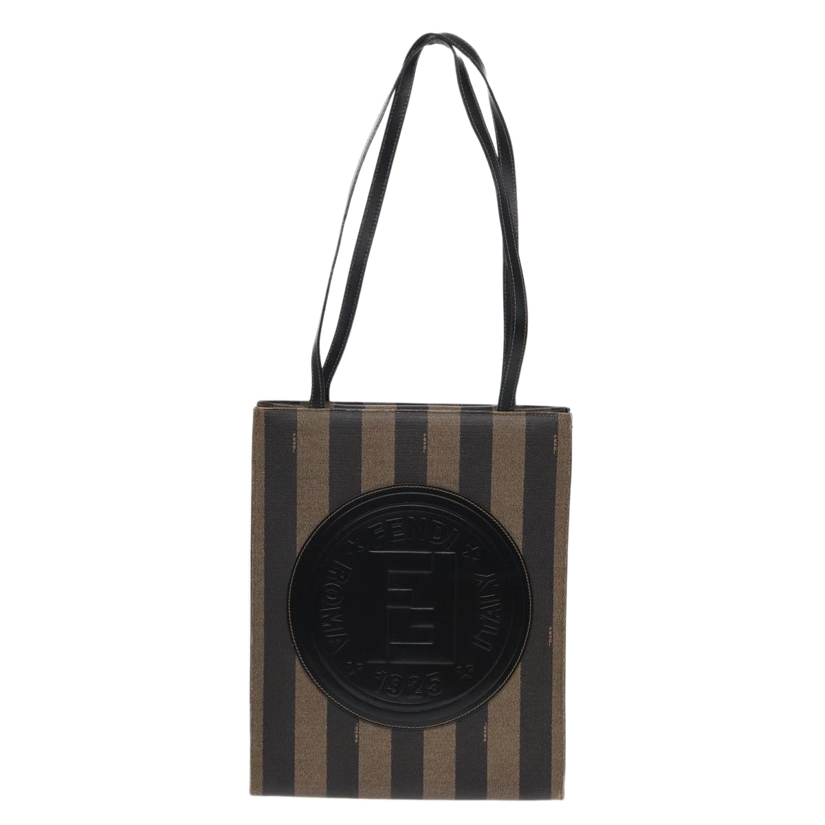 FENDI Pecan Canvas Tote Bag Brown Black goldep5527