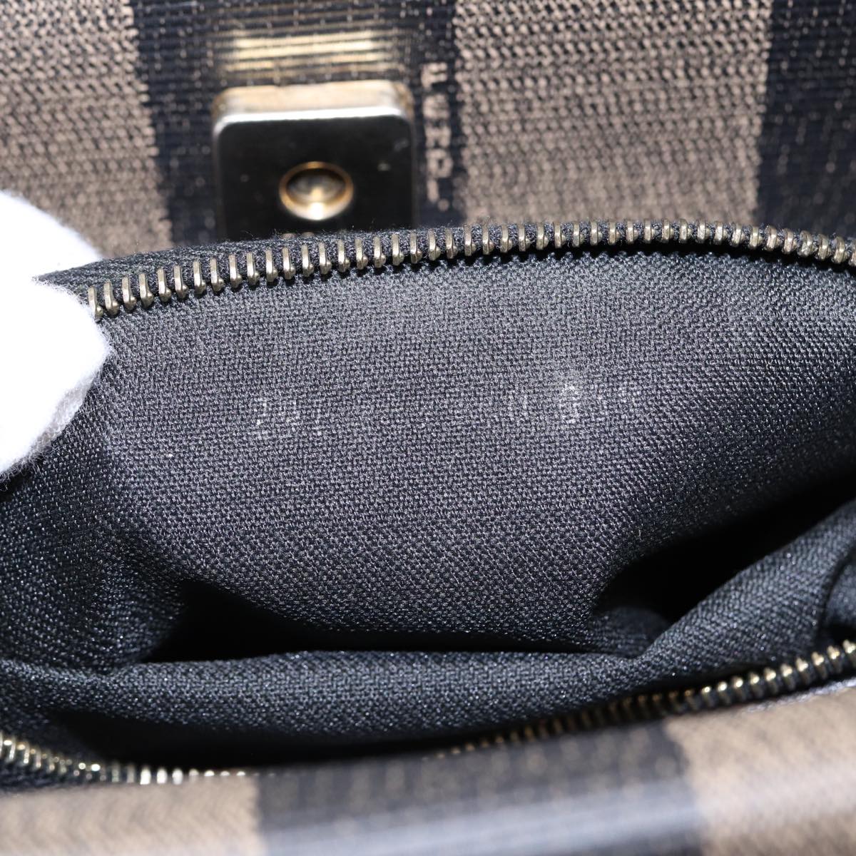 FENDI Pecan Canvas Tote Bag Brown Black goldep5527