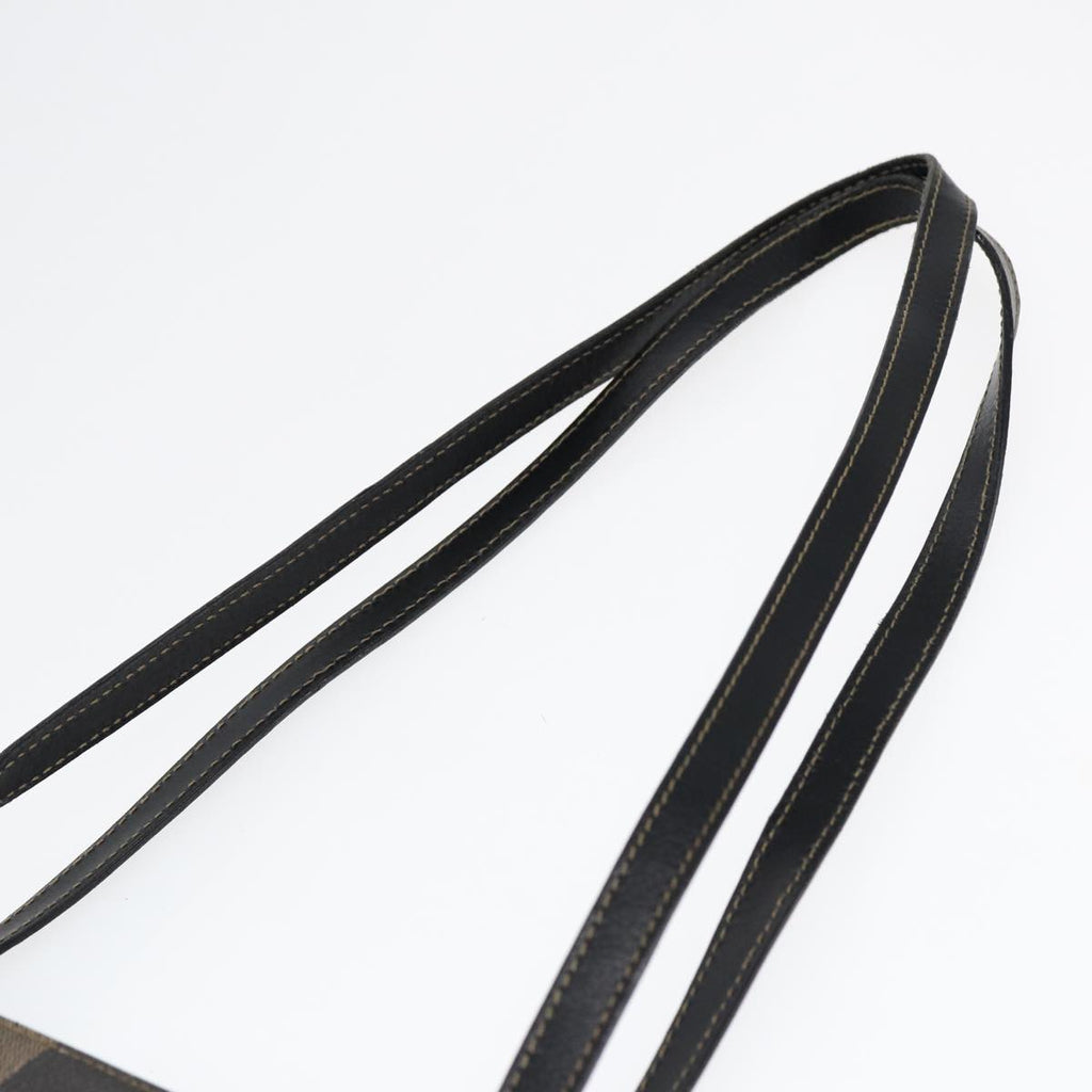 FENDI Pecan Canvas Tote Bag Brown Black goldep5527