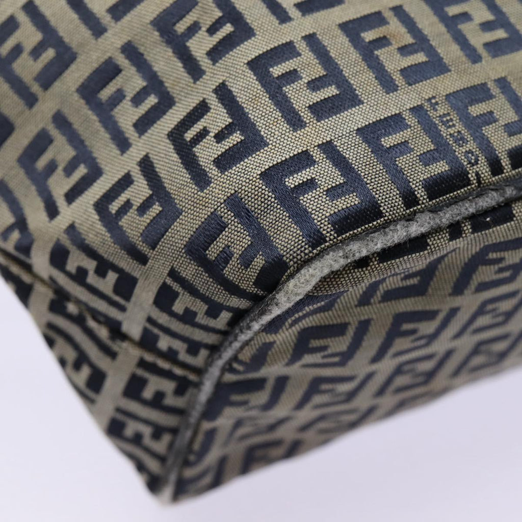 FENDI Zucchino Canvas Hand Bag Navy Silverep5563