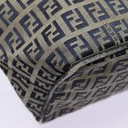 FENDI Zucchino Canvas Hand Bag Navy Silverep5563