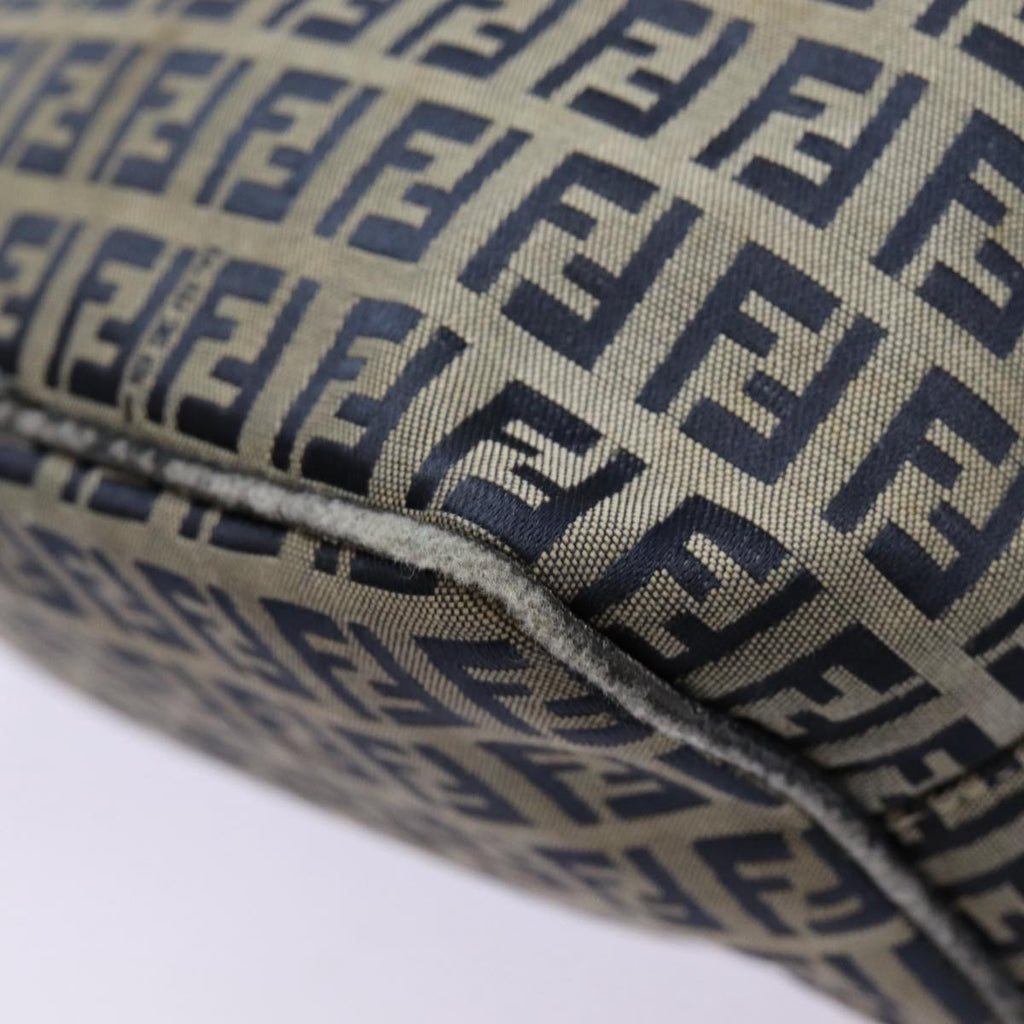 FENDI Zucchino Canvas Hand Bag Navy Silverep5563