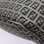 FENDI Zucchino Canvas Hand Bag Navy Silverep5563