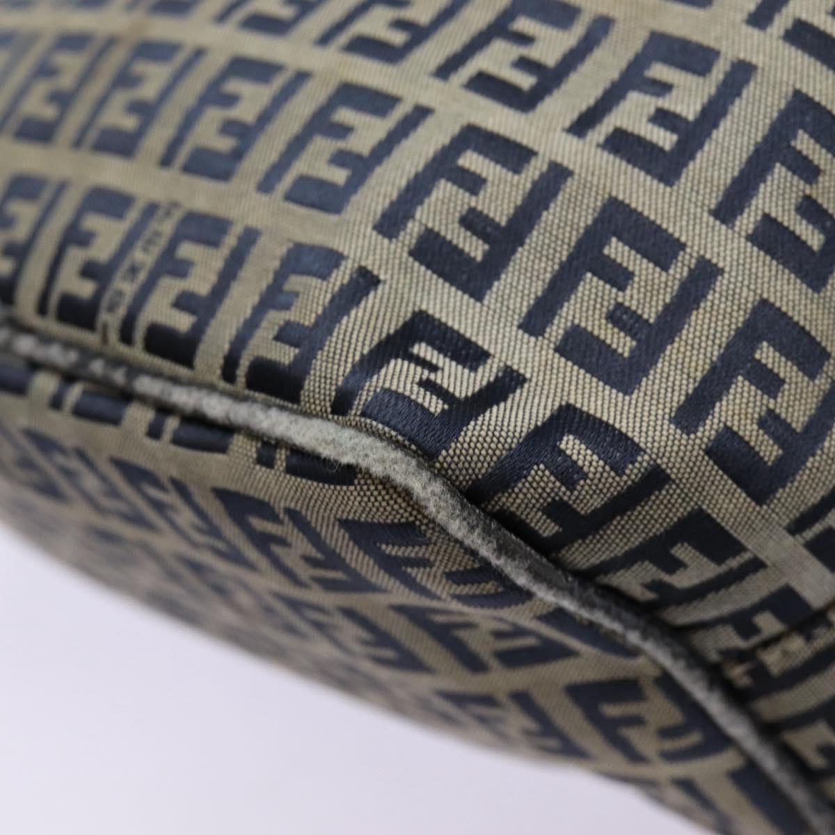 FENDI Zucchino Canvas Hand Bag Navy Silverep5563