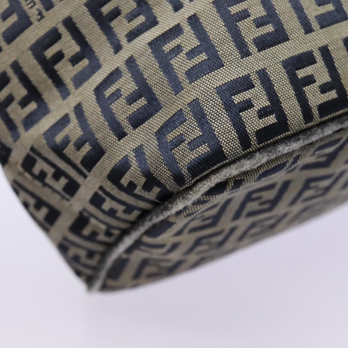 FENDI Zucchino Canvas Hand Bag Navy Silverep5563