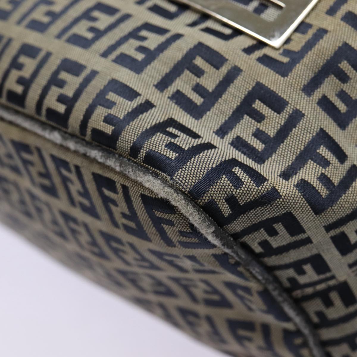 FENDI Zucchino Canvas Hand Bag Navy Silverep5563