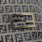 FENDI Zucchino Canvas Hand Bag Navy Silverep5563