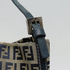 FENDI Zucchino Canvas Hand Bag Navy Silverep5563