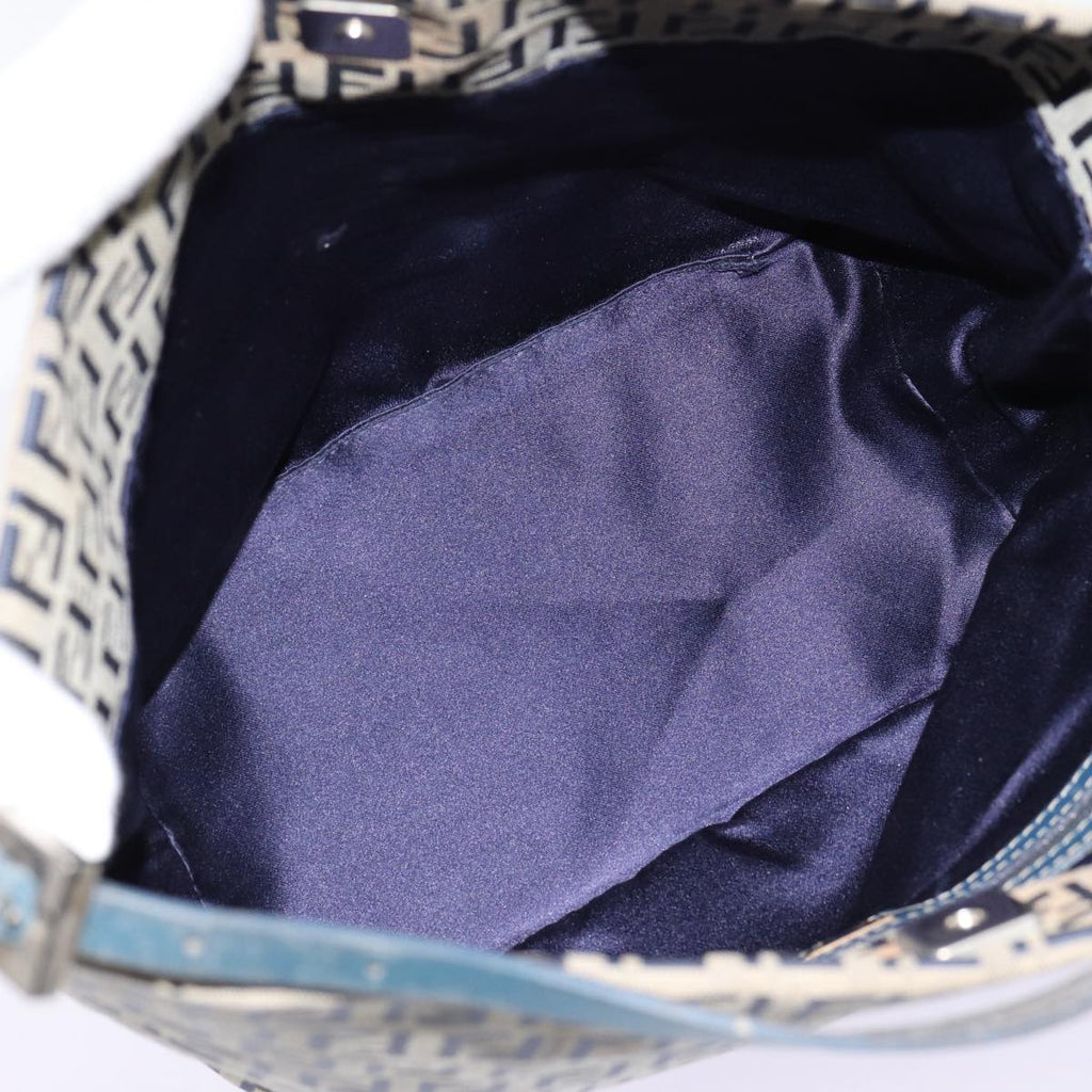 FENDI Zucchino Canvas Hand Bag Navy Silverep5563